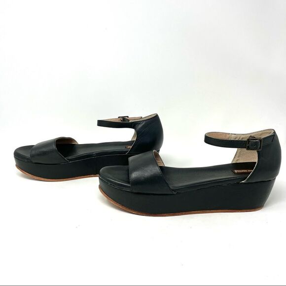 ANTHROPOLOGIE Gee WaWa Protero Black Leather Flatform Sandals Size 9.5 - Picture 4 of 9